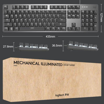 Logitech K845 Backlit Mechanical Wired Keyboard, Cable Length: 1.8m, Type:TTC-Brown Axis(Black) - Wired Keyboard by Logitech | Online Shopping UK | buy2fix