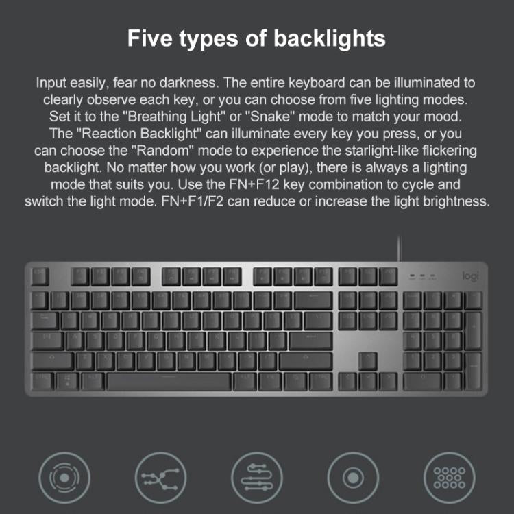 Logitech K845 Backlit Mechanical Wired Keyboard, Cable Length: 1.8m, Type:TTC-Brown Axis(Black) - Wired Keyboard by Logitech | Online Shopping UK | buy2fix