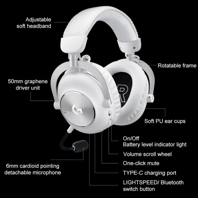 Logitech G PRO X2 Bluetooth 2.4G Dual-Mode Wireless Gaming Earphone(White) - Multimedia Headset by Logitech | Online Shopping UK | buy2fix
