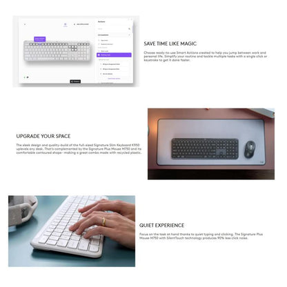 Logitech MK950 Wireless Slim Bluetooth Keyboard and Mouse Set(Black) - Wireless Keyboard by Logitech | Online Shopping UK | buy2fix