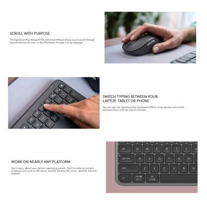 Logitech MK950 Wireless Slim Bluetooth Keyboard and Mouse Set(Black) - Wireless Keyboard by Logitech | Online Shopping UK | buy2fix