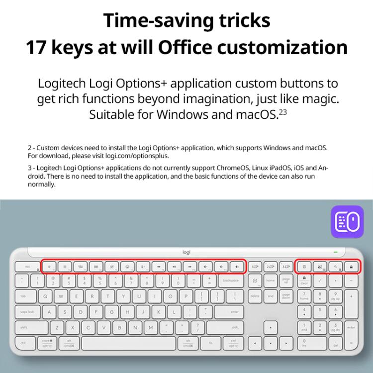 Logitech K950 Slim Silent Wireless Bluetooth Keyboard(White) - Wireless Keyboard by Logitech | Online Shopping UK | buy2fix