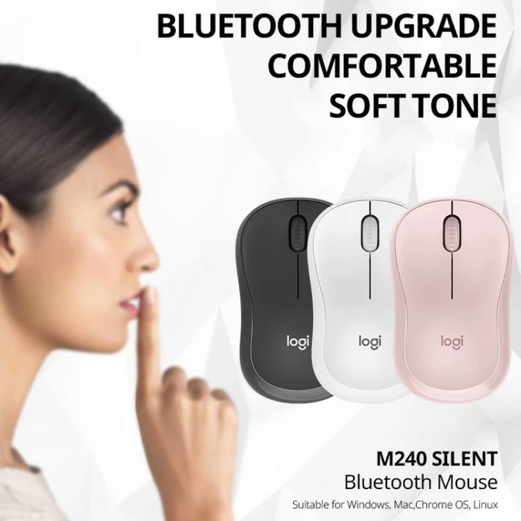 Logitech M240 1000dpi Silent Wireless Bluetooth Mouse(White) - Wireless Mice by Logitech | Online Shopping UK | buy2fix
