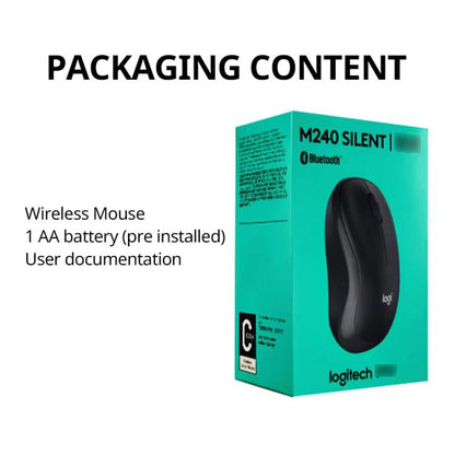 Logitech M240 1000dpi Silent Wireless Bluetooth Mouse(Black) - Wireless Mice by Logitech | Online Shopping UK | buy2fix