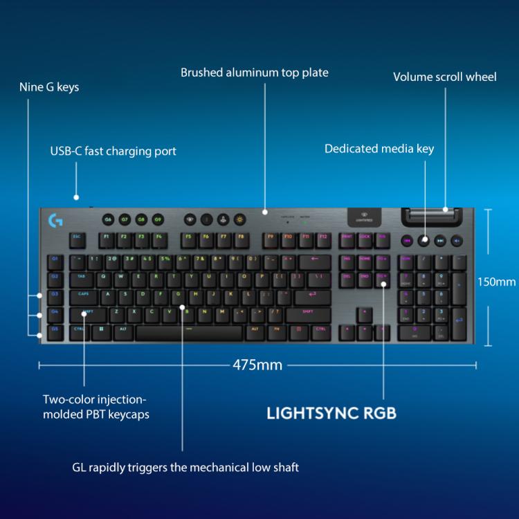 Logitech G915 X LIGHTSPEED Wireless Low Profile Gaming Keyboard(Black Linear) - Wireless Keyboard by Logitech | Online Shopping UK | buy2fix