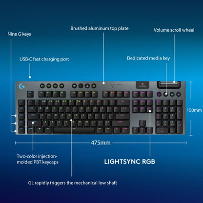 Logitech G915 X LIGHTSPEED Wireless Low Profile Gaming Keyboard(Black Linear) - Wireless Keyboard by Logitech | Online Shopping UK | buy2fix