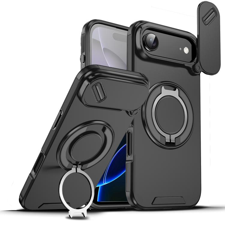 For iPhone Air Sliding Camshield Ring Holder Phone Case(Black) - iPhone Air Cases by buy2fix | Online Shopping UK | buy2fix
