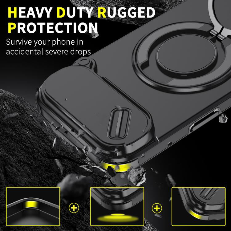 For iPhone Air Sliding Camshield Ring Holder Phone Case(Black) - iPhone Air Cases by buy2fix | Online Shopping UK | buy2fix