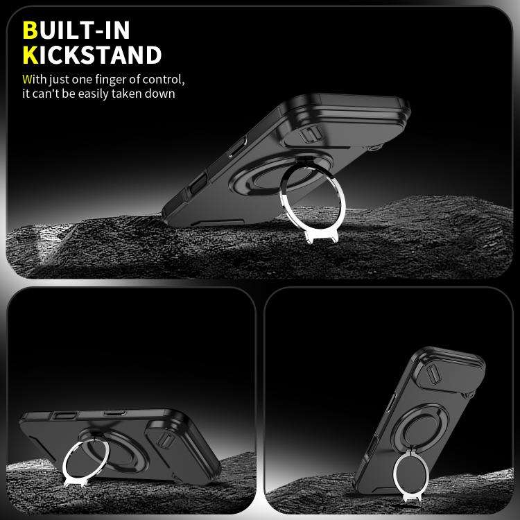 For iPhone Air Sliding Camshield Ring Holder Phone Case(Black) - iPhone Air Cases by buy2fix | Online Shopping UK | buy2fix