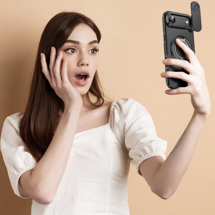 For iPhone Air Sliding Camshield Ring Holder Phone Case(Black) - iPhone Air Cases by buy2fix | Online Shopping UK | buy2fix