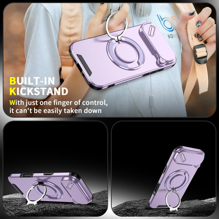 For iPhone Air Sliding Camshield Ring Holder Phone Case(Purple) - iPhone Air Cases by buy2fix | Online Shopping UK | buy2fix