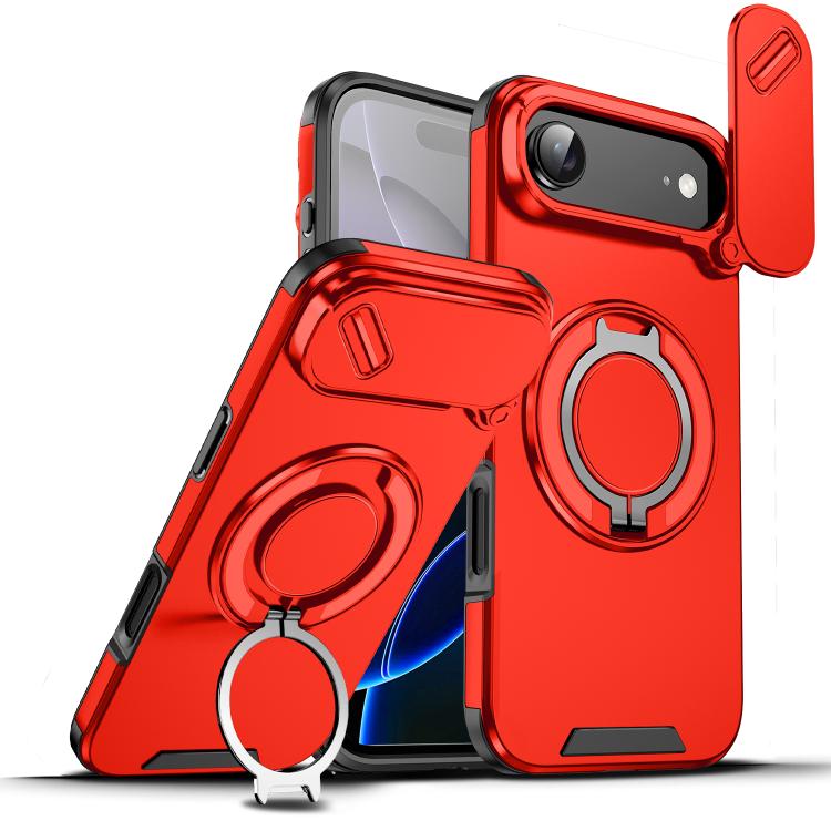 For iPhone Air Sliding Camshield Ring Holder Phone Case(Red) - iPhone Air Cases by buy2fix | Online Shopping UK | buy2fix