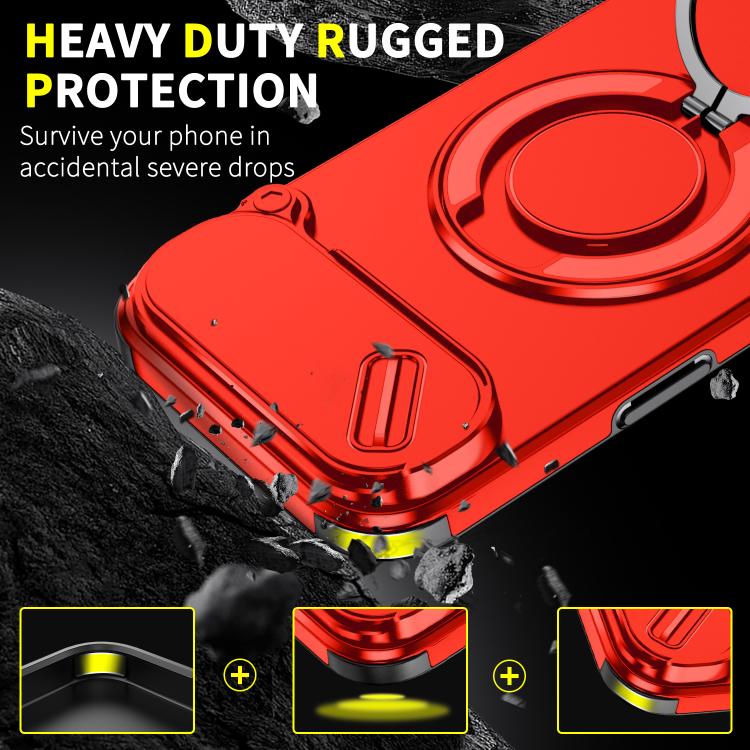 For iPhone Air Sliding Camshield Ring Holder Phone Case(Red) - iPhone Air Cases by buy2fix | Online Shopping UK | buy2fix