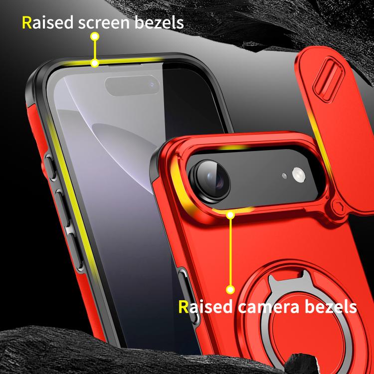 For iPhone Air Sliding Camshield Ring Holder Phone Case(Red) - iPhone Air Cases by buy2fix | Online Shopping UK | buy2fix