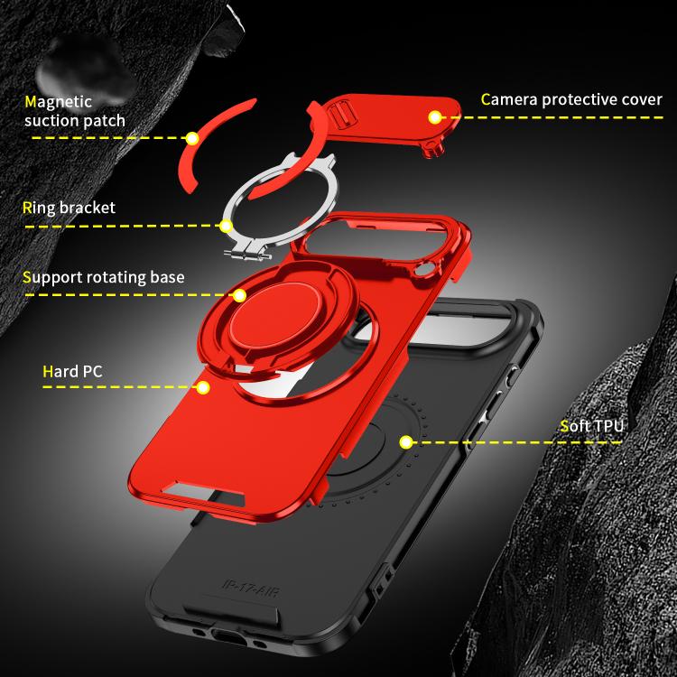 For iPhone Air Sliding Camshield Ring Holder Phone Case(Red) - iPhone Air Cases by buy2fix | Online Shopping UK | buy2fix
