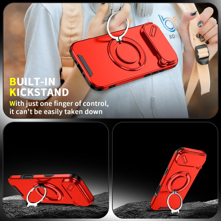 For iPhone Air Sliding Camshield Ring Holder Phone Case(Red) - iPhone Air Cases by buy2fix | Online Shopping UK | buy2fix