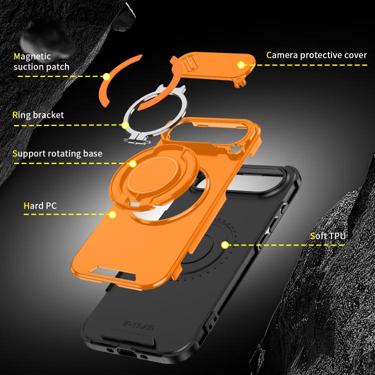 For iPhone Air Sliding Camshield Ring Holder Phone Case(Orange) - iPhone Air Cases by buy2fix | Online Shopping UK | buy2fix