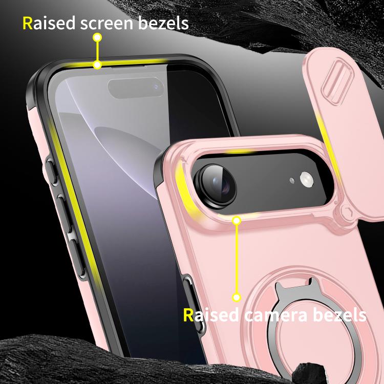 For iPhone Air Sliding Camshield Ring Holder Phone Case(Pink) - iPhone Air Cases by buy2fix | Online Shopping UK | buy2fix