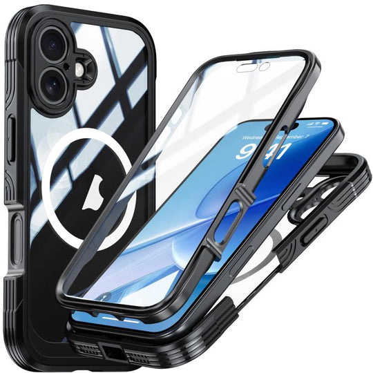 For iPhone 17 RedPepper Tempered Glass MagSafe Phone Case(Black)