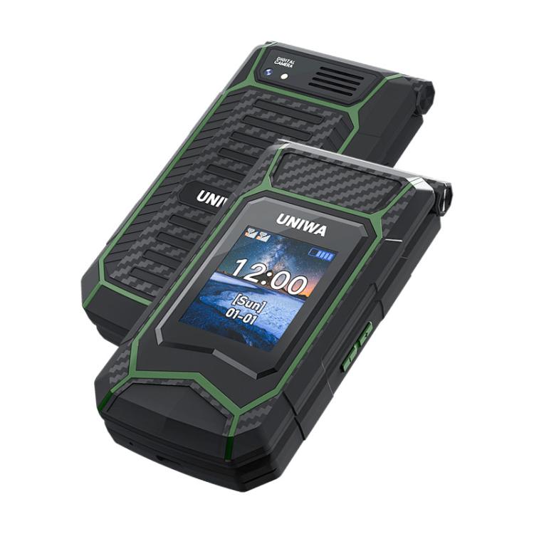 UNIWA X29 Keypad Flip Rugged Phone, 2.8 inch + 1.77 inch Double Screen, MT6261D, Network: 2G, Plug:US Plug(Black Green) - UNIWA by UNIWA | Online Shopping UK | buy2fix