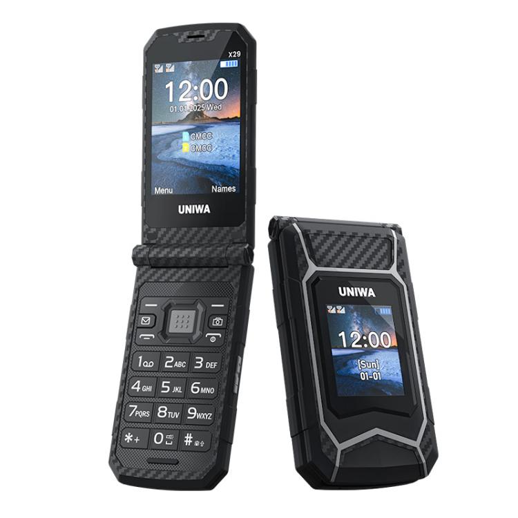 UNIWA X29 Keypad Flip Rugged Phone, 2.8 inch + 1.77 inch Double Screen, MT6261D, Network: 2G, Plug:AU Plug(Black Grey) - UNIWA by UNIWA | Online Shopping UK | buy2fix