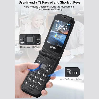 UNIWA X29 Keypad Flip Rugged Phone, 2.8 inch + 1.77 inch Double Screen, MT6261D, Network: 2G, Plug:UK Plug(Black Green) - UNIWA by UNIWA | Online Shopping UK | buy2fix