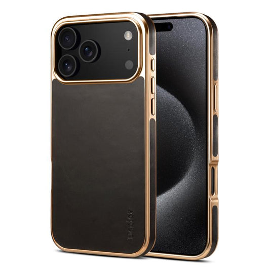 For iPhone 17 Pro Max Denior Oil Wax Leather Electroplating Phone Case(Black) - iPhone 17 Pro Max Cases by Denior | Online Shopping UK | buy2fix
