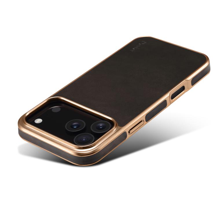 For iPhone 17 Pro Max Denior Oil Wax Leather Electroplating Phone Case(Black) - iPhone 17 Pro Max Cases by Denior | Online Shopping UK | buy2fix