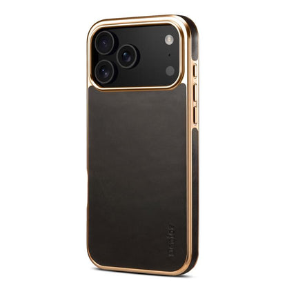 For iPhone 17 Pro Denior Oil Wax Leather Electroplating Phone Case(Black) - iPhone 17 Pro Cases by Denior | Online Shopping UK | buy2fix