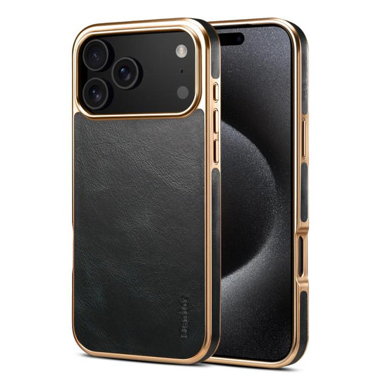 For iPhone 18 Pro / 17 Pro Denior Oil Wax Leather Electroplating Phone Case(Blue)