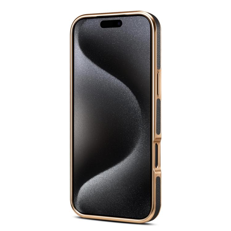 For iPhone 17 Pro Denior Cowhide Leather Plating Phone Case(Black) - iPhone 17 Pro Cases by Denior | Online Shopping UK | buy2fix