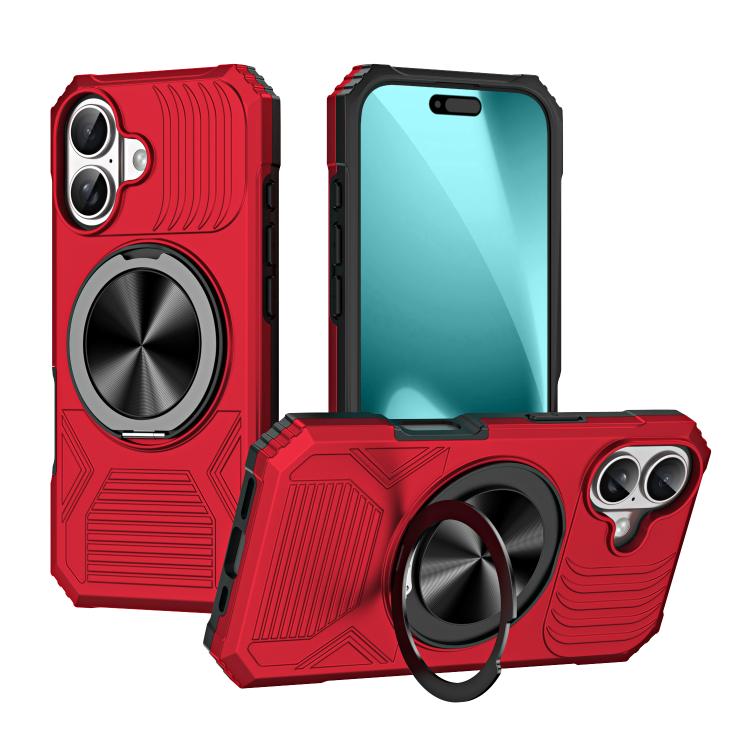 For iPhone 17 Alloy Rotating Holder MagSafe Shockproof Phone Case(Red) - iPhone 17 Cases by buy2fix | Online Shopping UK | buy2fix