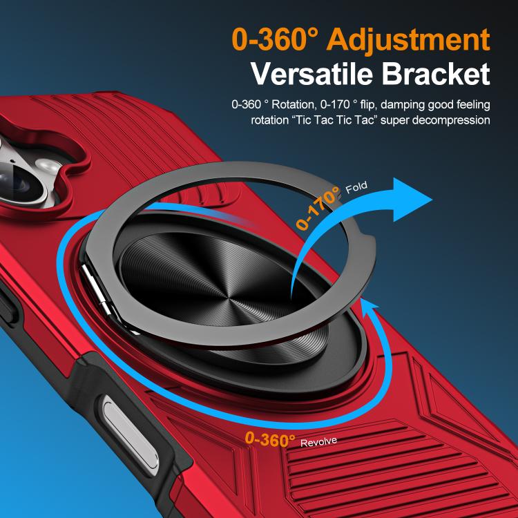 For iPhone 17 Alloy Rotating Holder MagSafe Shockproof Phone Case(Red) - iPhone 17 Cases by buy2fix | Online Shopping UK | buy2fix