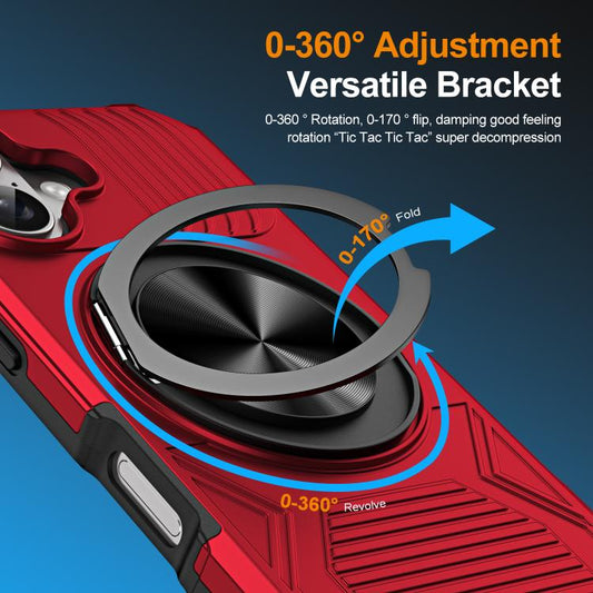 For iPhone 17 Alloy Rotating Holder MagSafe Shockproof Phone Case(Red) - iPhone 17 Cases by buy2fix | Online Shopping UK | buy2fix