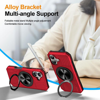 For iPhone 17 Alloy Rotating Holder MagSafe Shockproof Phone Case(Red) - iPhone 17 Cases by buy2fix | Online Shopping UK | buy2fix