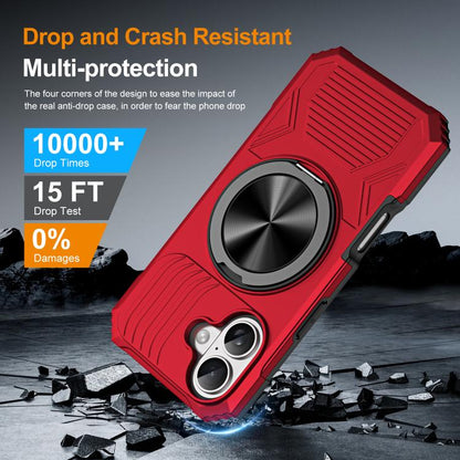 For iPhone 17 Alloy Rotating Holder MagSafe Shockproof Phone Case(Red) - iPhone 17 Cases by buy2fix | Online Shopping UK | buy2fix