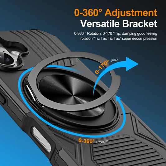 For iPhone 17 Alloy Rotating Holder MagSafe Shockproof Phone Case(Black) - iPhone 17 Cases by buy2fix | Online Shopping UK | buy2fix