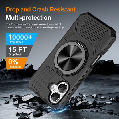 For iPhone 17 Alloy Rotating Holder MagSafe Shockproof Phone Case(Black) - iPhone 17 Cases by buy2fix | Online Shopping UK | buy2fix