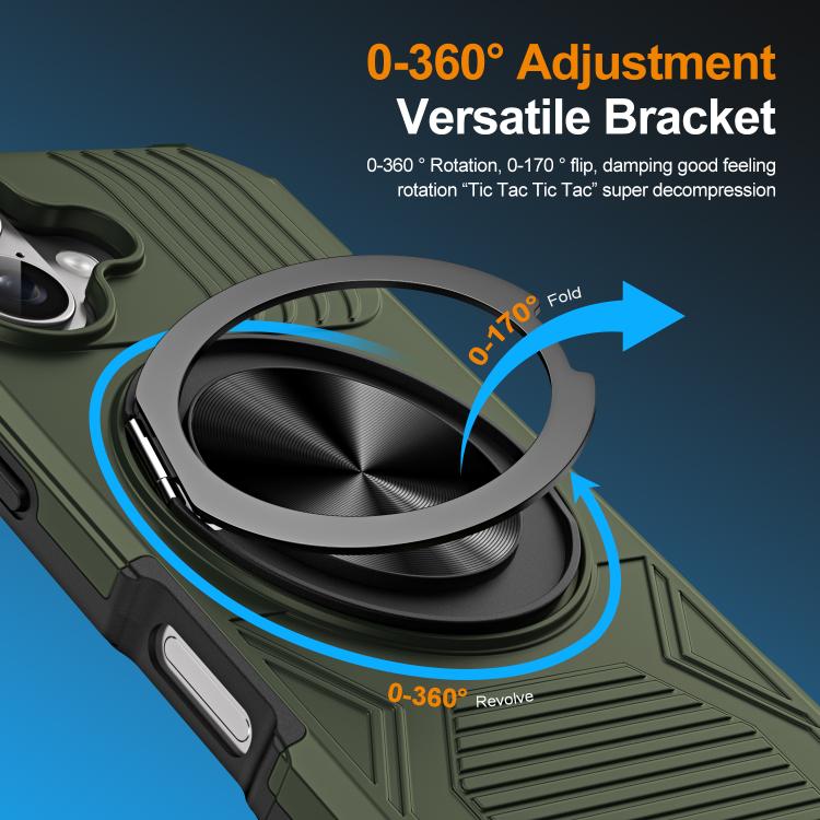 For iPhone 17 Alloy Rotating Holder MagSafe Shockproof Phone Case(Army Green) - iPhone 17 Cases by buy2fix | Online Shopping UK | buy2fix