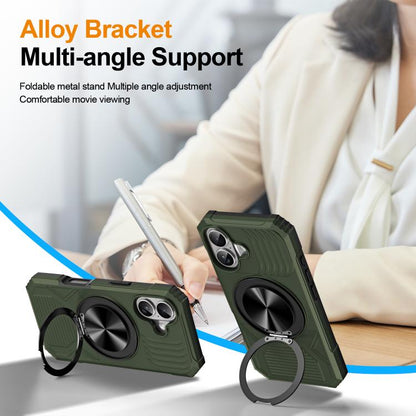 For iPhone 17 Alloy Rotating Holder MagSafe Shockproof Phone Case(Army Green) - iPhone 17 Cases by buy2fix | Online Shopping UK | buy2fix