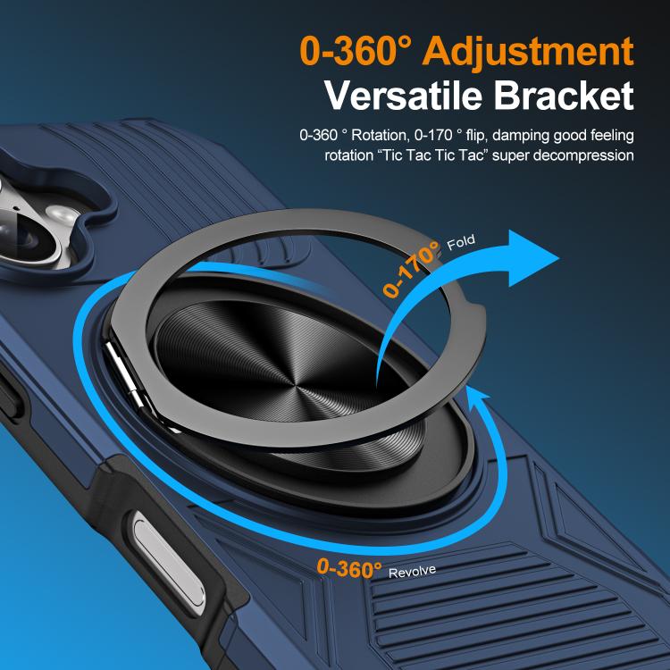 For iPhone 17 Alloy Rotating Holder MagSafe Shockproof Phone Case(Blue) - iPhone 17 Cases by buy2fix | Online Shopping UK | buy2fix