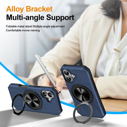 For iPhone 17 Alloy Rotating Holder MagSafe Shockproof Phone Case(Blue) - iPhone 17 Cases by buy2fix | Online Shopping UK | buy2fix
