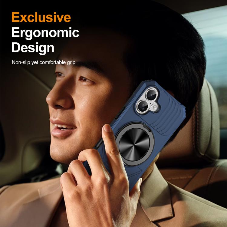 For iPhone 17 Alloy Rotating Holder MagSafe Shockproof Phone Case(Blue) - iPhone 17 Cases by buy2fix | Online Shopping UK | buy2fix