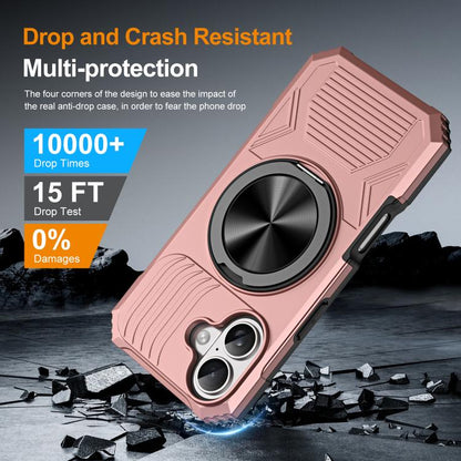 For iPhone 17 Alloy Rotating Holder MagSafe Shockproof Phone Case(Rose Gold) - iPhone 17 Cases by buy2fix | Online Shopping UK | buy2fix