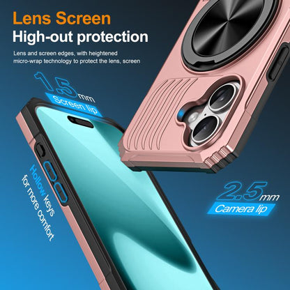 For iPhone 17 Alloy Rotating Holder MagSafe Shockproof Phone Case(Rose Gold) - iPhone 17 Cases by buy2fix | Online Shopping UK | buy2fix