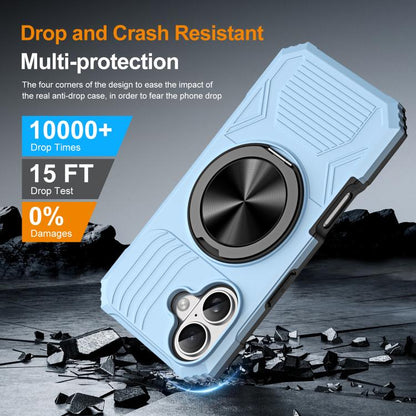 For iPhone 17 Alloy Rotating Holder MagSafe Shockproof Phone Case(Sky Blue) - iPhone 17 Cases by buy2fix | Online Shopping UK | buy2fix