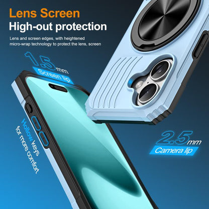 For iPhone 17 Alloy Rotating Holder MagSafe Shockproof Phone Case(Sky Blue) - iPhone 17 Cases by buy2fix | Online Shopping UK | buy2fix