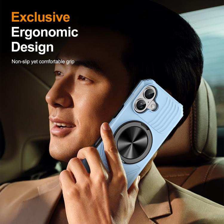 For iPhone 17 Alloy Rotating Holder MagSafe Shockproof Phone Case(Sky Blue) - iPhone 17 Cases by buy2fix | Online Shopping UK | buy2fix