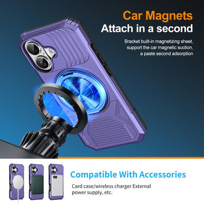 For iPhone 17 Alloy Rotating Holder MagSafe Shockproof Phone Case(Violet) - iPhone 17 Cases by buy2fix | Online Shopping UK | buy2fix