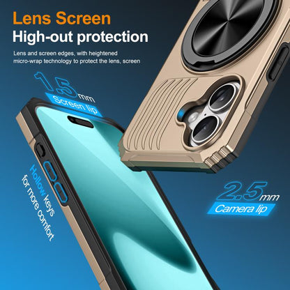 For iPhone 17 Alloy Rotating Holder MagSafe Shockproof Phone Case(Gold) - iPhone 17 Cases by buy2fix | Online Shopping UK | buy2fix